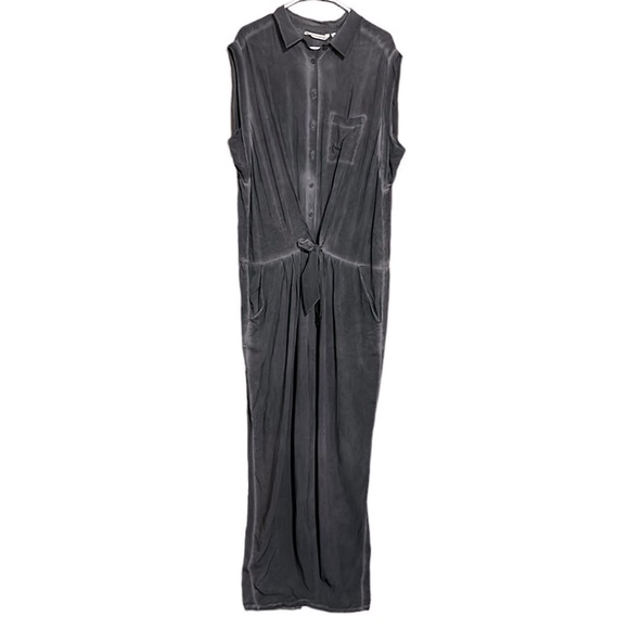 Soft Surroundings Camilla Wide Leg Jumpsuit Gray Black Cap Sleeve Size  2X NWT - Picture 2 of 12